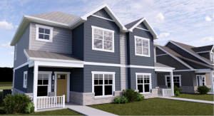 Design for the Kinship Family Housing project, duplex-style housing for families in Dayton.