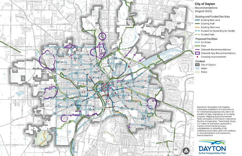 Map showing network of proposed Active Transportation Plan routes.